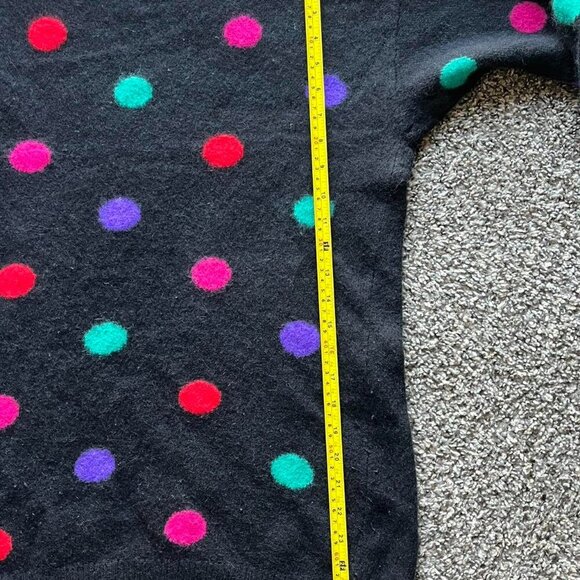 Black Chunky Sweater With Mutlicolored Polka Dots Med Lambswool Sweater Pullover - Picture 7 of 7